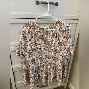 LOFT floral short-sleeve top